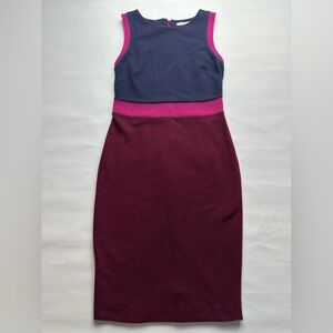 Boden bodycon sleeveless color block dress. Burgundydy, navy, hot pink. Size 6R